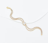 Diamonique Double Row Tennis Bracelet, 14K gold-plated Sterling Silver, 6-3/4"